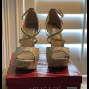 Champagne glitter platform high heels